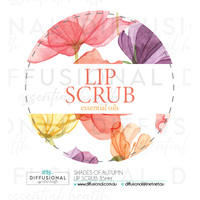 1 x Shades of Autumn Lip Scrub Label, 35x35mm, Essential Oil Resistant Laminated Vinyl