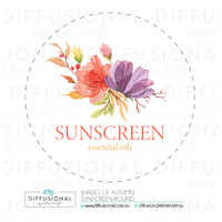 1 x Shades of Autumn Sunscreen Label, 50x50mm, Essential Oil Resistant Laminated Vinyl