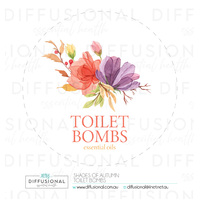 1 x Shades of Autumn Toilet Bombs Label,78x78mm, Essential Oil Resistant Laminated Vinyl