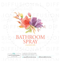 BULK - 10 x Shades of Autumn Bathroom Spray LG Label,78x78mm, Essential Oil Resistant Laminated Vinyl **SAVE 10%**