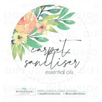 1 x Spring Garden Carpet Sanitiser Label, 78x78mm, Essential Oil Resistant Laminated Vinyl