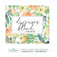 1 x Spring Garden Diffuser Blend Label, 30x35mm, Essential Oil Resistant Laminated Vinyl