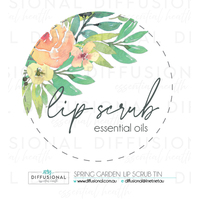 1 x Spring Garden Lip Scrub Label, 35x35mm, Essential Oil Resistant Laminated Vinyl