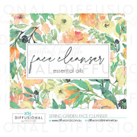 1 x Spring Garden Face Cleanser Label, 50x63mm, Essential Oil Resistant Laminated Vinyl