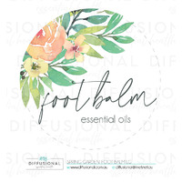 1 x Spring Garden Foot Balm LG Label, 78x78mm, Essential Oil Resistant Laminated Vinyl