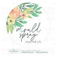 1 x Spring Garden Mould Spray LG Label, 78x78mm, Essential Oil Resistant Laminated Vinyl