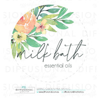 BULK - 50 x Spring Garden Milk Bath Label,78x78mm, Essential Oil Resistant Laminated Vinyl **SAVE 20%**