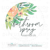 1 x Spring Garden Bathroom Spray LG Label,78x78mm, Essential Oil Resistant Laminated Vinyl