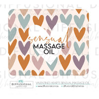 Valentine Hearts Sensual Massage Oil Label, 60 x 50mm, Premium Quality Laminated Vinyl