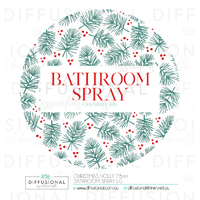 1 x Christmas Holly Bathroom Spray LG Label, 78x78mm, Essential Oil Resistant Laminated Vinyl