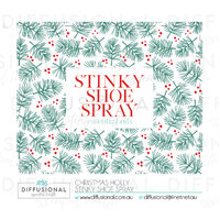 BULK - 20 x Christmas Holly Stinky Shoe Spray Label, 50x63mm, Essential Oil Resistant Laminated Vinyl **SAVE 15%**