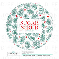 1 x Christmas Holly Sugar Scrub Label,78x78mm, Essential Oil Resistant Laminated Vinyl