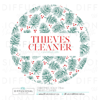 1 x Christmas Holly Thieves Cleaner LG Label, 78x78mm, Essential Oil Resistant Laminated Vinyl