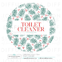 1 x Christmas Holly Toilet Cleaner Label,78x78mm, Essential Oil Resistant Laminated Vinyl