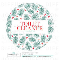 BULK - 10 x Christmas Holly Toilet Cleaner Label,78x78mm, Essential Oil Resistant Laminated Vinyl **SAVE 10%**
