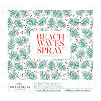 BULK - 10 x  Christmas Holly Beach Waves Spray Label, 50x63mm, Essential Oil Resistant Laminated Vinyl **SAVE 10%**