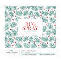 BULK - 10 x Christmas Holly Bug Spray Label, 50x63mm, Essential Oil Resistant Laminated Vinyl **SAVE 10%**