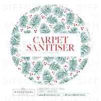 BULK - 50 x Christmas Holly Carpet Sanitiser Label, 78x78mm, Essential Oil Resistant Laminated Vinyl **SAVE 20%**