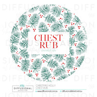 1 x Christmas Holly Chest Rub LG Label, 78x78mm, Essential Oil Resistant Laminated Vinyl