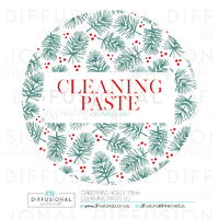 BULK - 20 x Christmas Holly Cleaning Paste LG Label, 78x78mm, Essential Oil Resistant Laminated Vinyl **SAVE 15%**