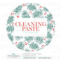 1 x Christmas Holly Cleaning Paste sm Label, 50x50mm, Essential Oil Resistant Laminated Vinyl