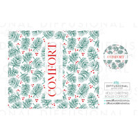 1 x Christmas Holly Comfort Roller Label, 52x59mm, Essential Oil Resistant Laminated Vinyl  