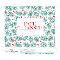 BULK - 20 x Christmas Holly Face Cleanser Label, 50x63mm, Essential Oil Resistant Laminated Vinyl **SAVE 15%**