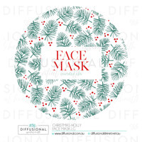 BULK - 20 x Christmas Holly Face Mask LG Label, 78x78mm, Essential Oil Resistant Laminated Vinyl **SAVE 15%**
