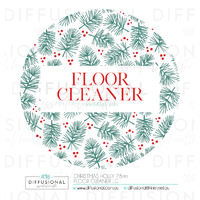 BULK - 50 x Christmas Holly Floor Cleaner LG Label,78x78mm, Essential Oil Resistant Laminated Vinyl **SAVE 20%**