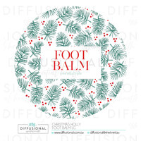 1 x Christmas Holly Foot Balm LG Label, 78x78mm, Essential Oil Resistant Laminated Vinyl