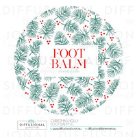 BULK - 10 x Christmas Holly Foot Balm LG Label, 78x78mm, Essential Oil Resistant Laminated Vinyl **SAVE 10%**