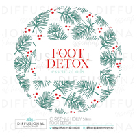 1 x Christmas Holly Foot Detox sm Label, 50x50mm, Essential Oil Resistant Laminated Vinyl 