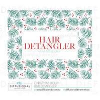 1 x Christmas Holly Hair Detangler Label, 50x63mm, Essential Oil Resistant Laminated Vinyl
