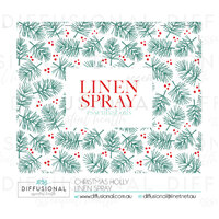 BULK - 10 x Christmas Holly Linen Spray Label, 50x63mm, Essential Oil Resistant Laminated Vinyl **SAVE 10%**
