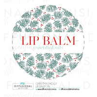 1 x Christmas Holly Lip Balm Tin Label, 35x35mm, Essential Oil Resistant Laminated Vinyl