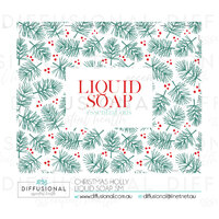 BULK - 10 x Christmas Holly Liquid Soap sm, 50x60mm, Essential Oil Resistant Laminated Vinyl **SAVE 10%**