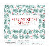 BULK - 20 x Christmas Holly Magnesium Spray Label, 50x63mm, Essential Oil Resistant Laminated Vinyl **SAVE 15%**