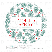 BULK - 10 x Christmas Holly Mould Spray LG Label, 78x78mm, Essential Oil Resistant Laminated Vinyl **SAVE 10%**
