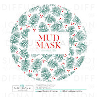 BULK - 20 x Christmas Holly Mud Mask LG Label,78x78mm, Essential Oil Resistant Laminated Vinyl **SAVE 15%**