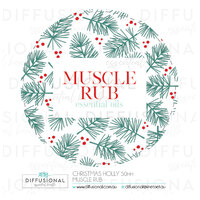 BULK - 20 x Christmas Holly Muscle Rub Label, 50x50mm, Essential Oil Resistant Laminated Vinyl **SAVE 15%** 