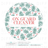 1 x Christmas Holly On Guard Cleaner LG Label, 78x78mm, Essential Oil Resistant Laminated Vinyl