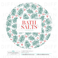 BULK - 50 x Christmas Holly Bath Salts Label, 78x78mm, Essential Oil Resistant Laminated Vinyl **SAVE 20%** 