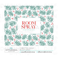 BULK - 10 x Christmas Holly Room Spray sm Label, 50x63mm, Essential Oil Resistant Laminated Vinyl **SAVE 10%**