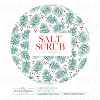 BULK - 50 x Christmas Holly Salt Scrub Label, 78x78mm, Essential Oil Resistant Laminated Vinyl **SAVE 20%**