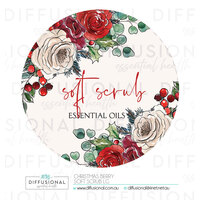 1 x Christmas Berry Soft Scrub LG Label, 78x78mm, Essential Oil Resistant Laminated Vinyl