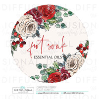1 x Christmas Berry Foot Soak LG Label, 78x78mm, Essential Oil Resistant Laminated Vinyl