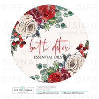 1 x Christmas Berry Bath Detox Label, 78x78mm, Essential Oil Resistant Laminated Vinyl