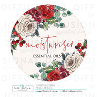 1 x Christmas Berry Moisturiser LG Label, 78x78mm, Essential Oil Resistant Laminated Vinyl