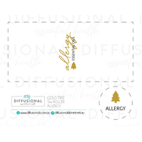 1 x Gold Tree, 5ml Roller Allergy Label, 59x28mm, Gold Foil 