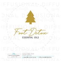 1 x Gold Tree, Foot Detox Label, 78x78mm, Gold Foil 